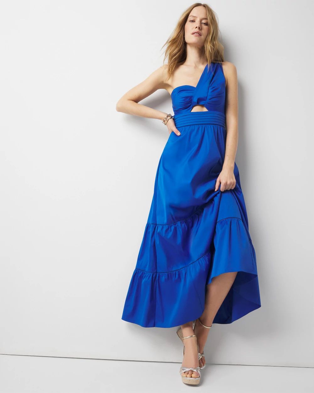 One-Shoulder Twist Front Maxi Dress