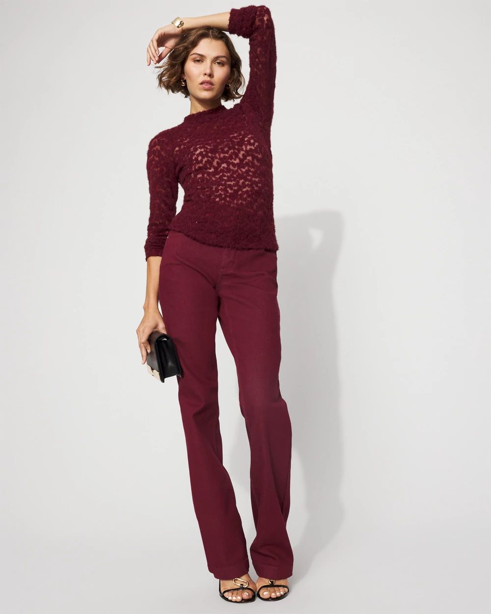 Textured Lace Mockneck Top