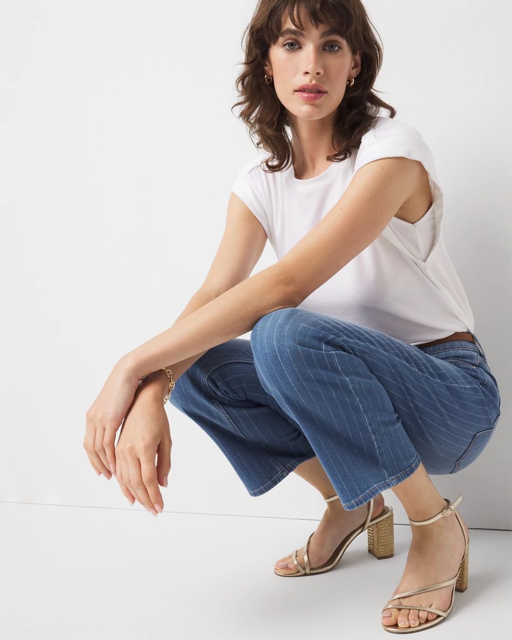 High-Rise Pinstripe Kick Flare Jeans