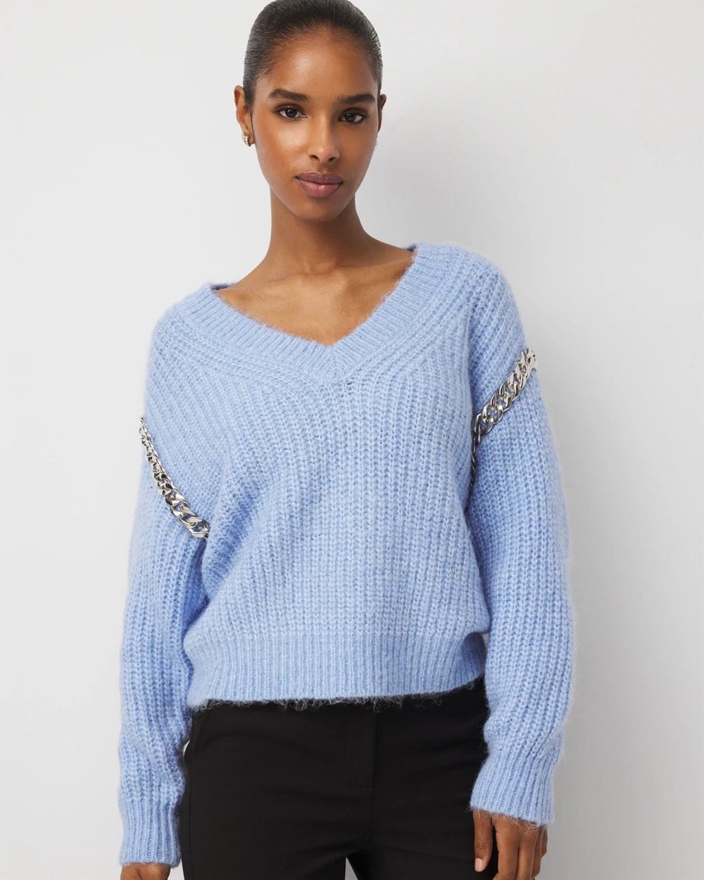 Petite Chain Detail Pullover Sweater