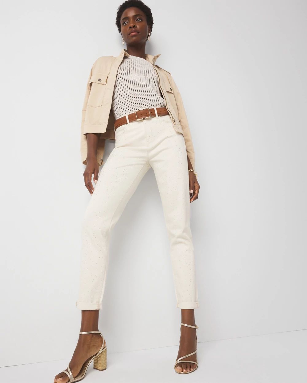 Mid-Rise Embellished Girlfriend Jean