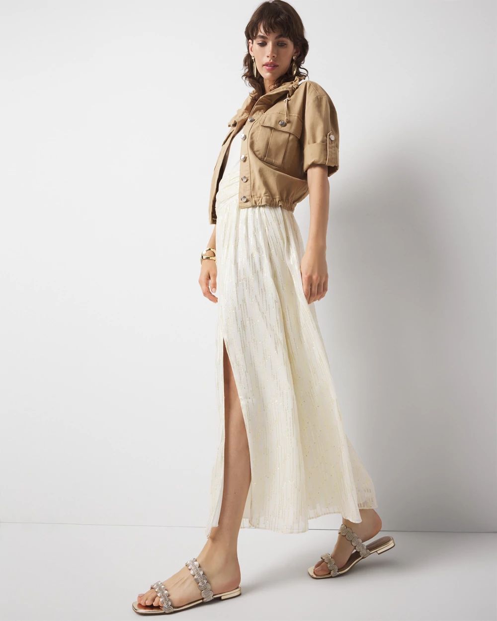 Shirred Waist Maxi Skirt