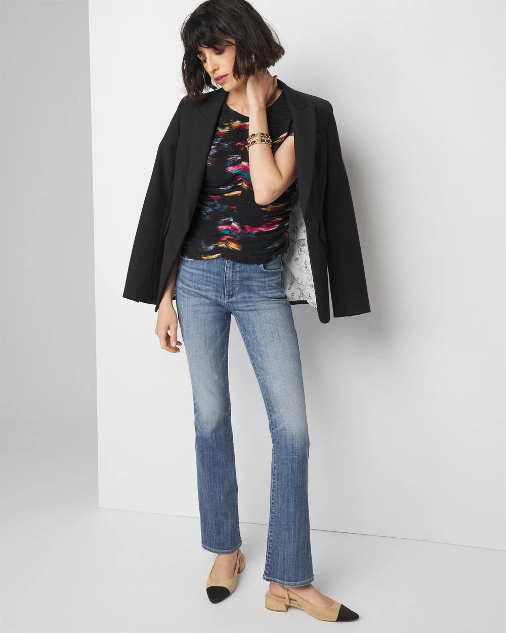 Petite Keyhole Ruched Front Shell Top