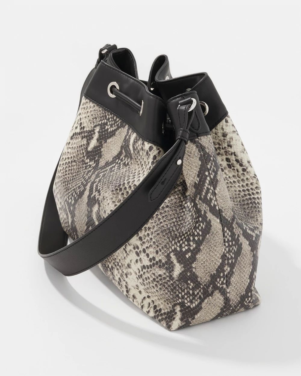 Python Drawstring Bucket Bag