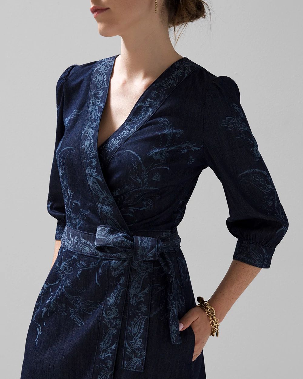 Denim Wrap Midi Dress