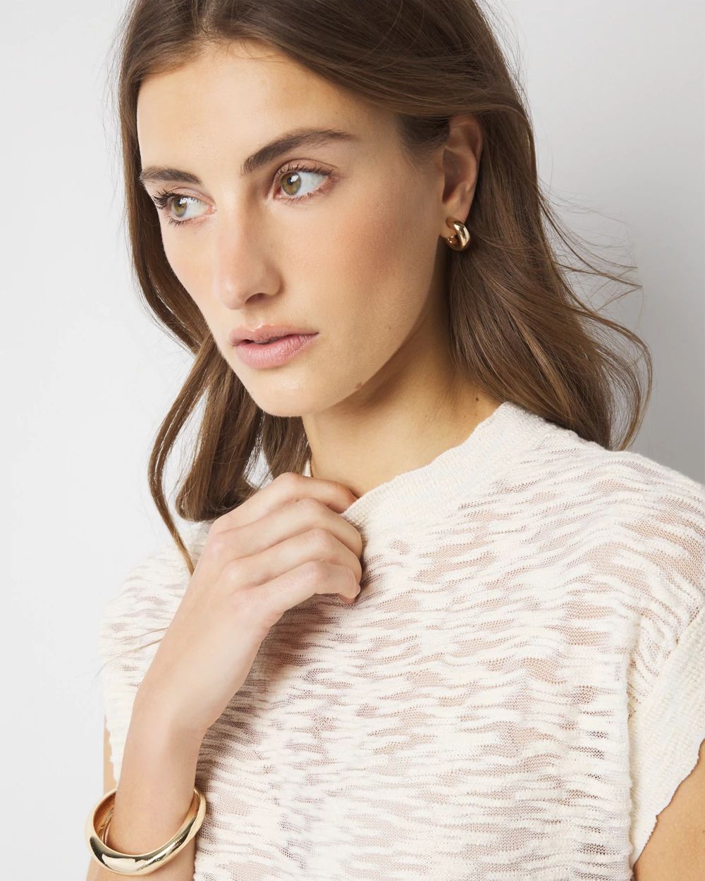 Sheer Textured Sweater Pullover