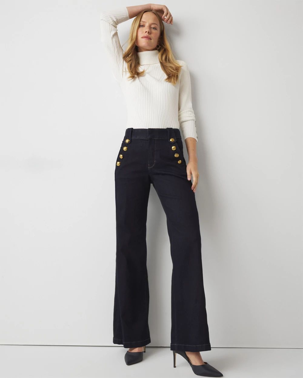 High-Rise Mariner Wide Leg Jeans click to view larger image.