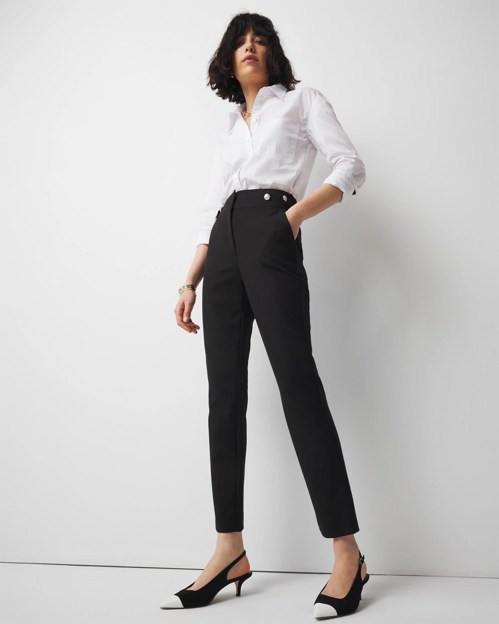 WHBM® Elle Slim Button-Tab Ankle Pant