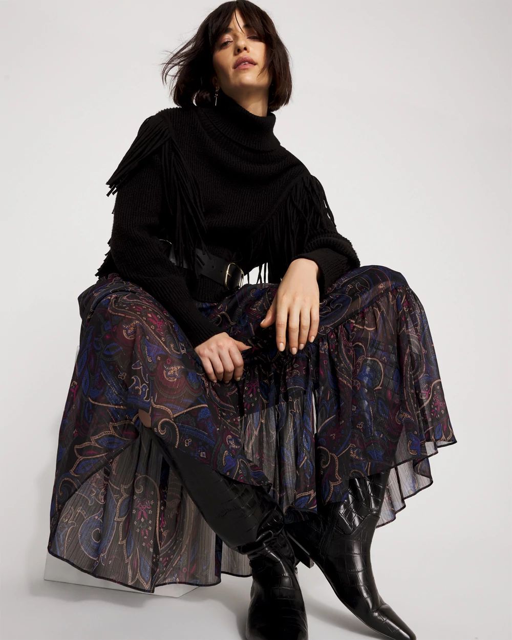 Paisley Chiffon Maxi Skirt