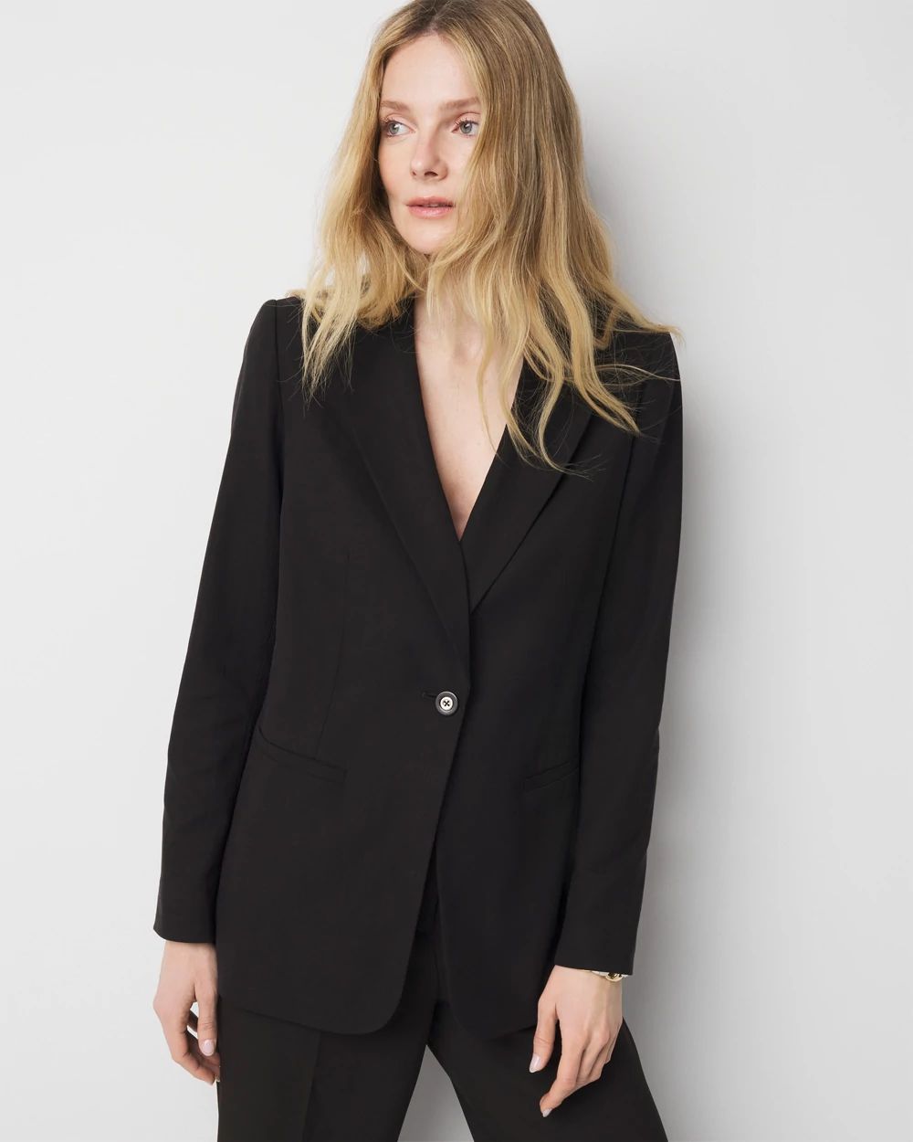 Lyocell-Blend One-Button Blazer