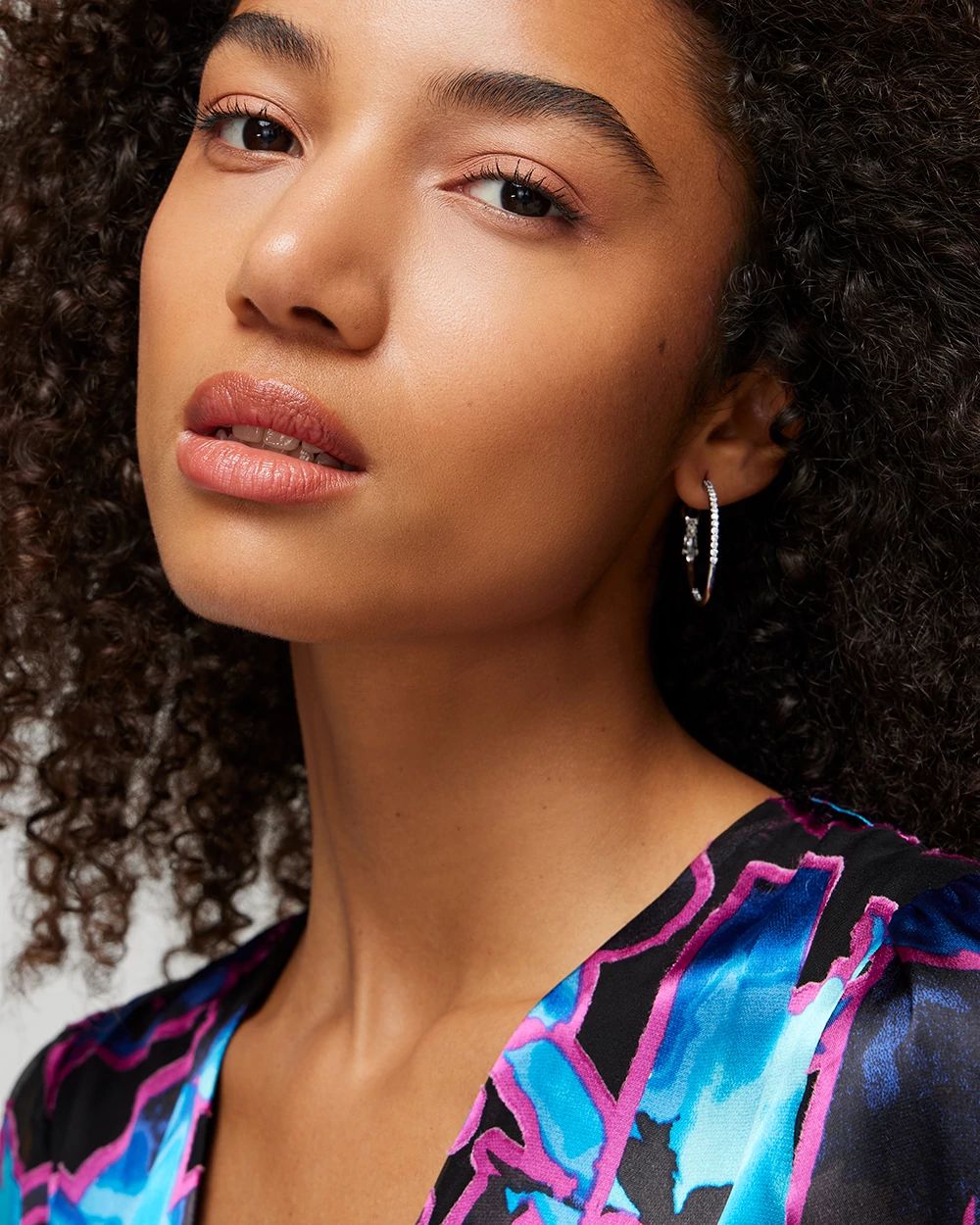 Silver Small Pave Hoop Earrings