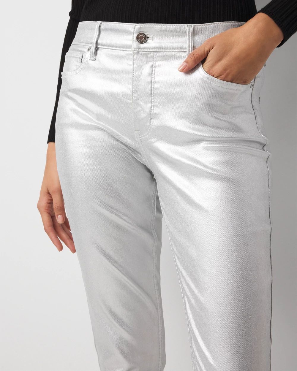 Metallic Coated High Rise Skinny Jean