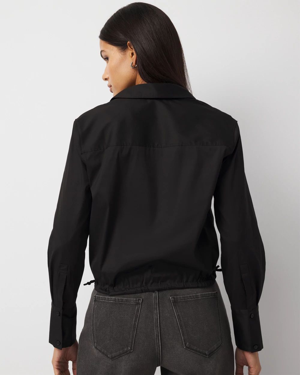 Drawstring Poplin Shirt