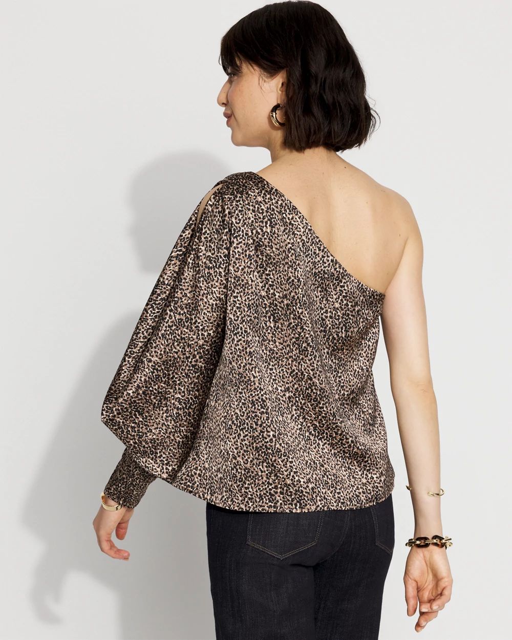 One-Shoulder Satin Blouse