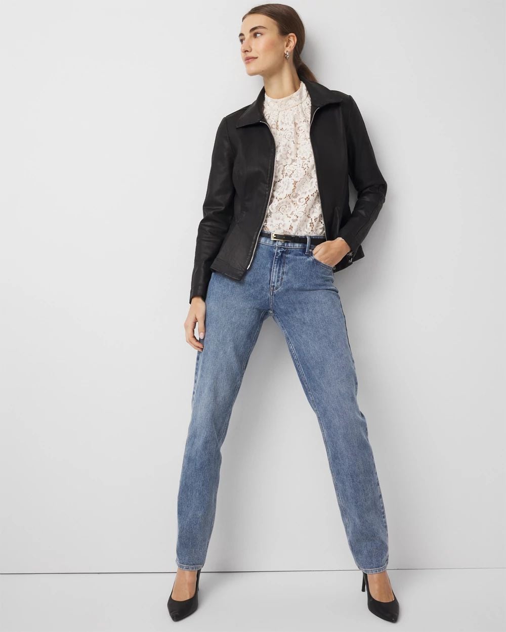 Peplum Coated Denim Jacket