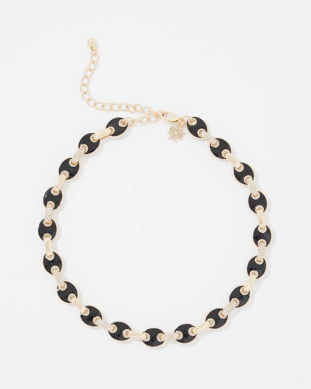 Black Mariner Links & Pavé Necklace