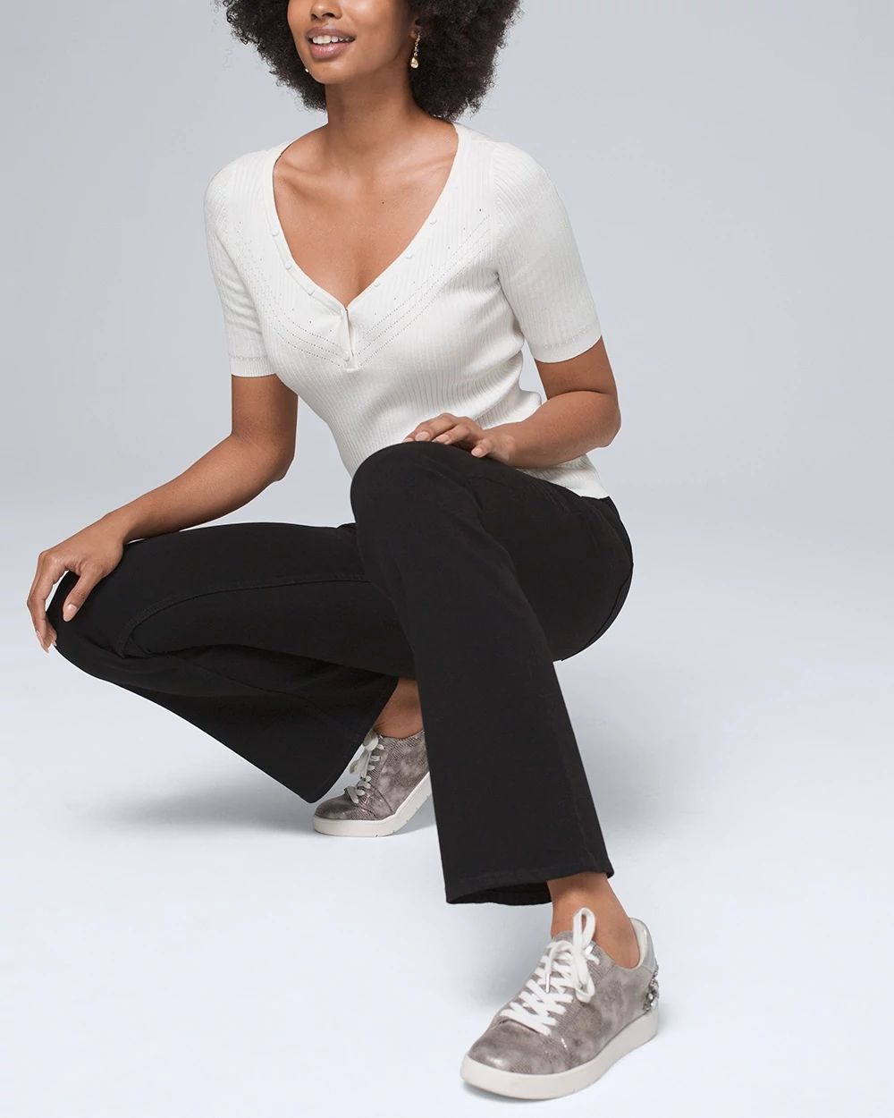 Curvy-Fit High-Rise Skinny Flare Black Jeans