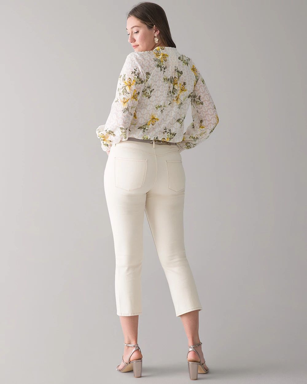 Curvy-Fit High-Rise Natural Boot Cut Cropped Jeans