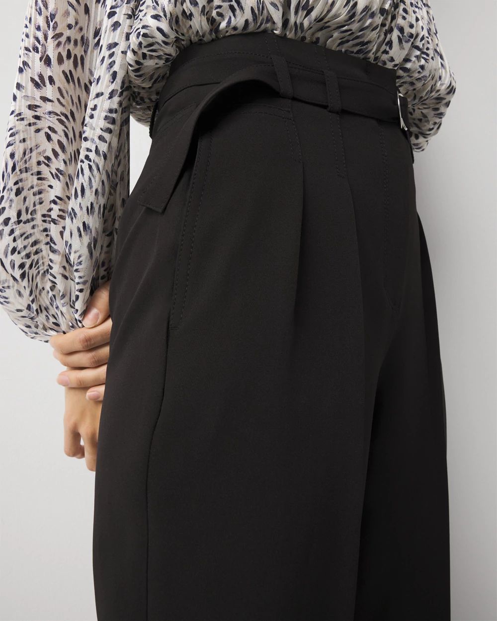 High-Rise Belted Tapered Ankle Pant