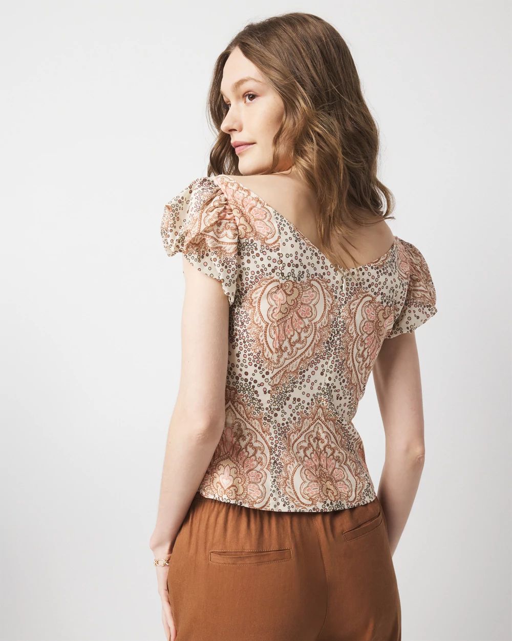 Puff-Sleeve Paisley Top