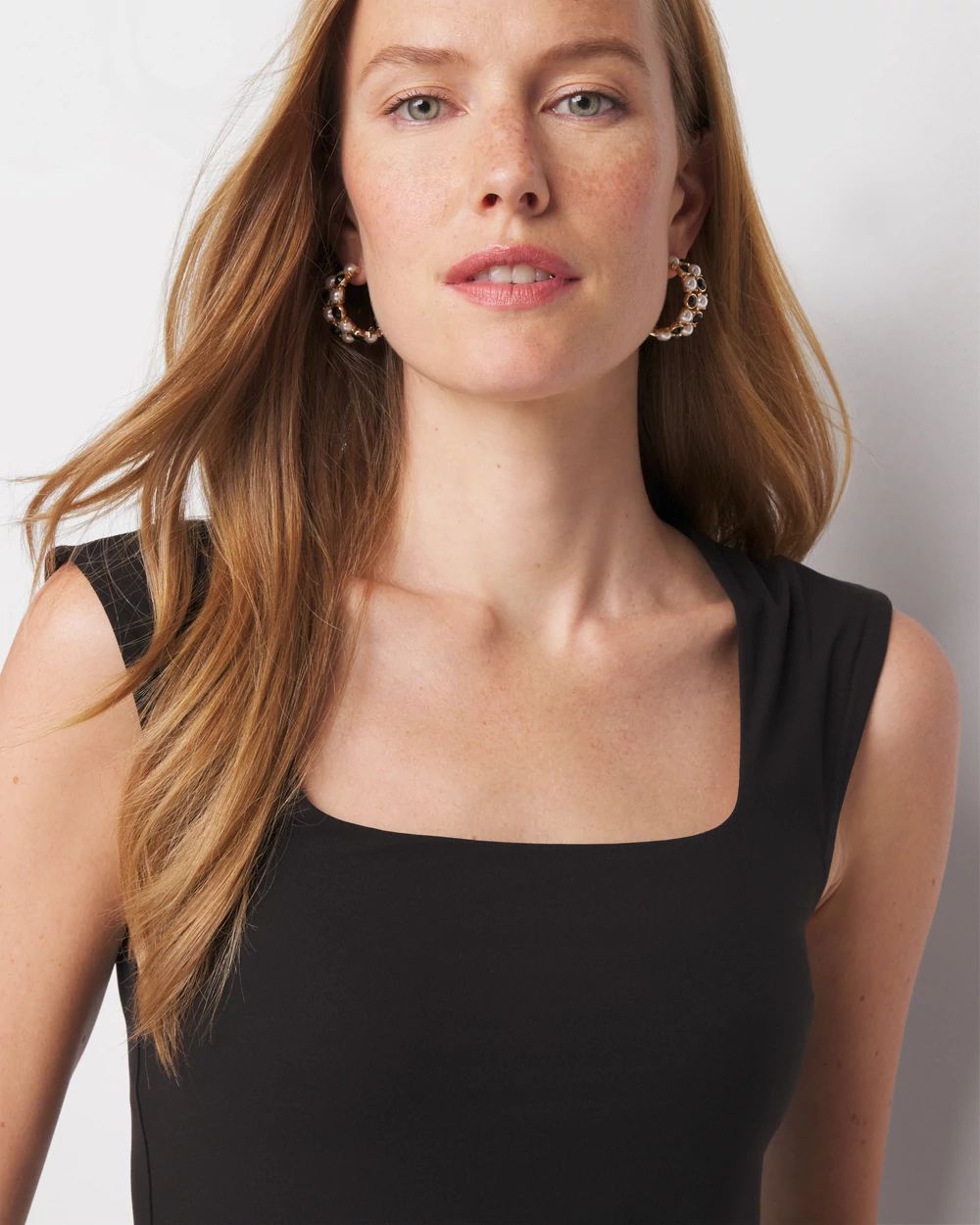 WHBM® FORME Square-Neck Cap-Sleeve Top click to view larger image.