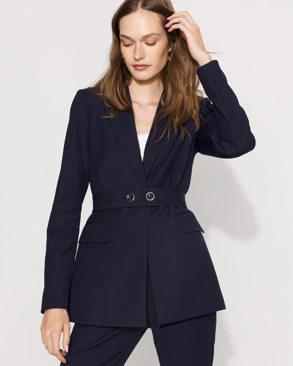 Belted One-Button Blazer in Comfort Stretch