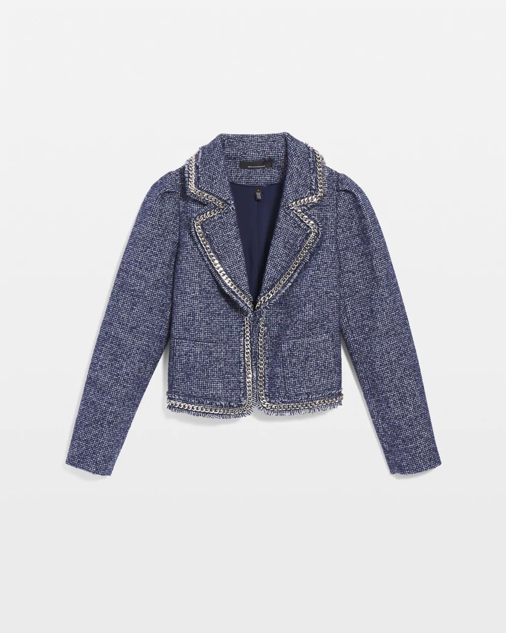 Petite Chain Trim Tweed Jacket