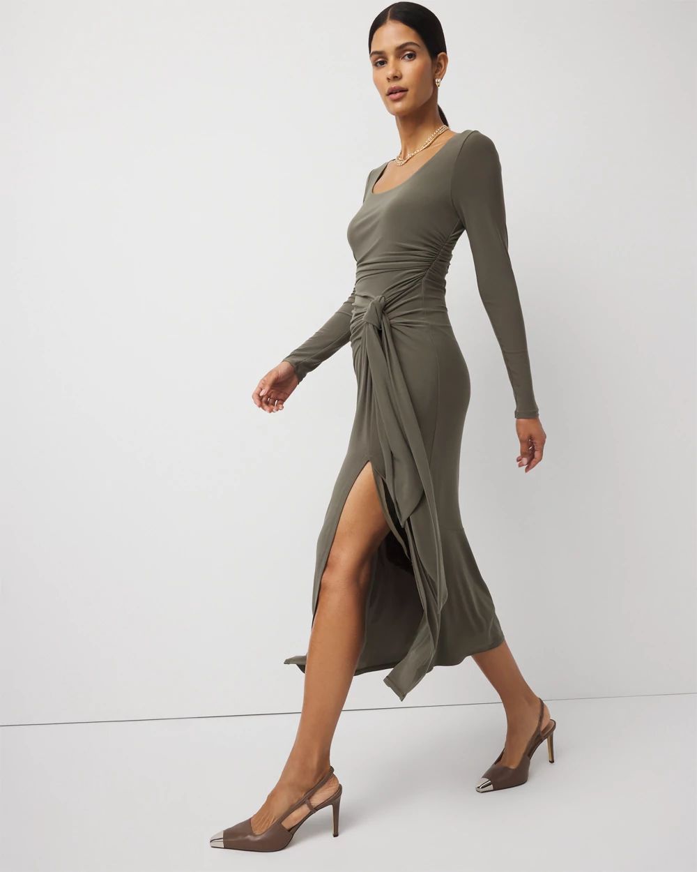 Petite Tie-Waist Midi Dress