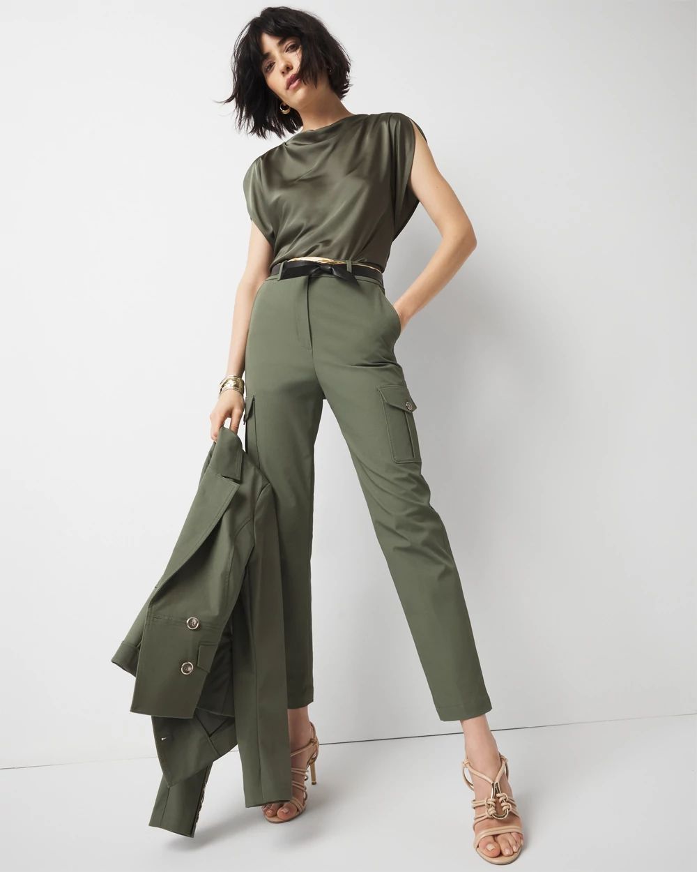 Satin Petal Sleeve Blouse