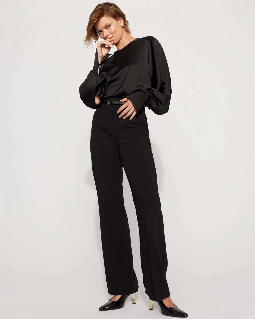 Cape Sleeve Satin Blouse