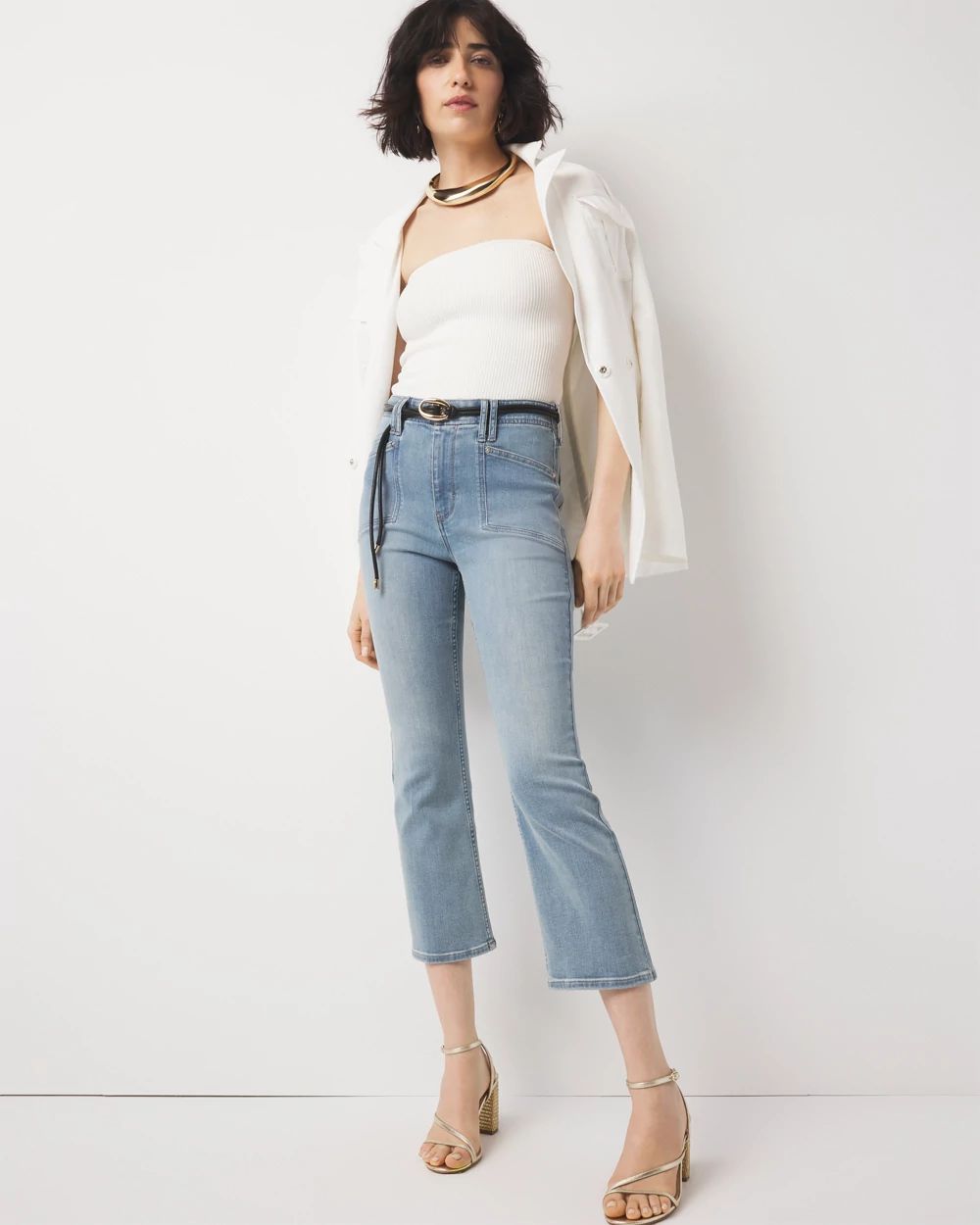 High-Rise Double Pocket Kick Flare Jean