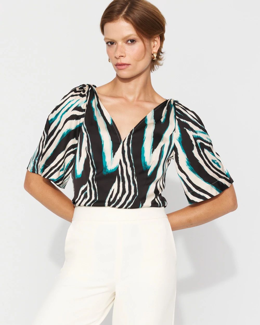 Satin Twist-Shoulder Top