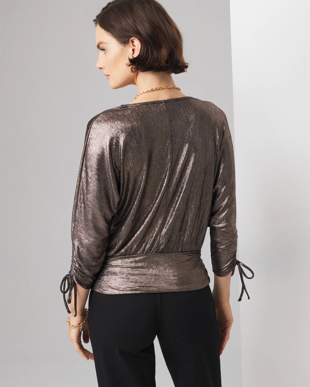 Metallic Surplice Top