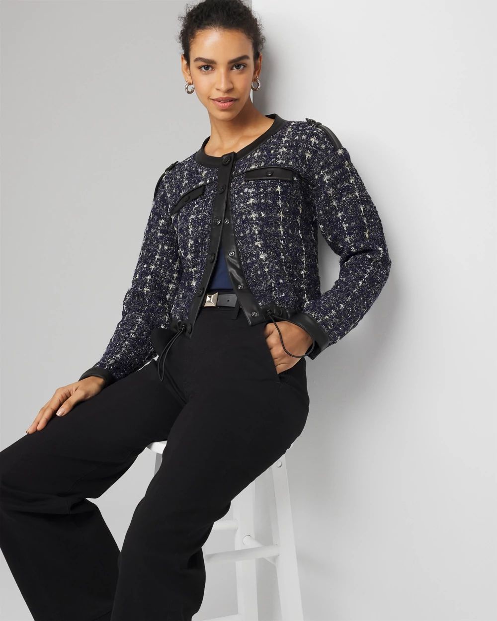 Cropped Tweed Sweater Jacket