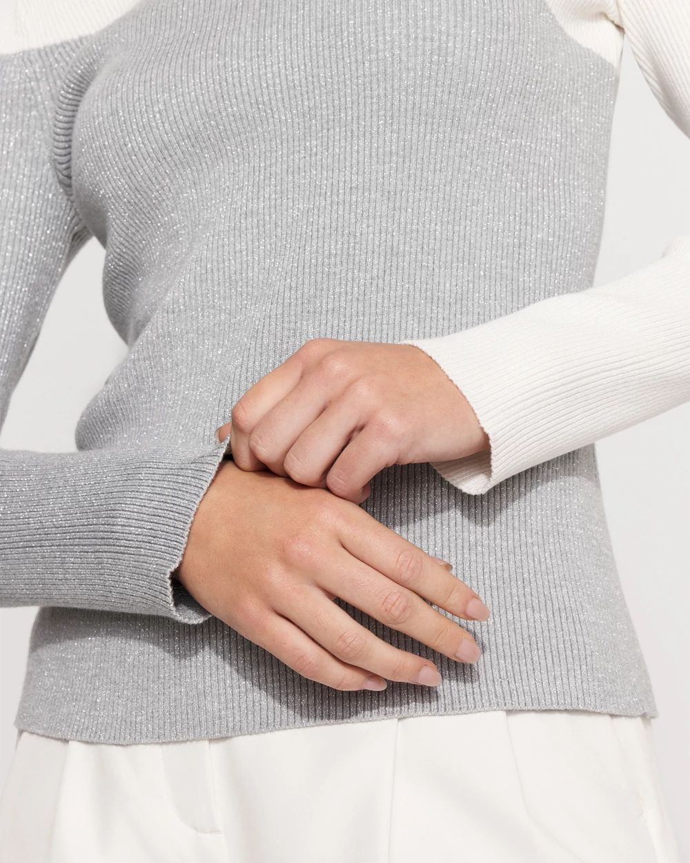 Shimmer Colorblock Pullover Sweater