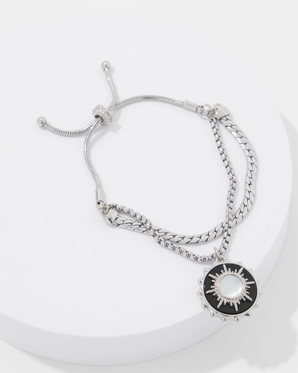 Silver Onyx Charm Bracelet