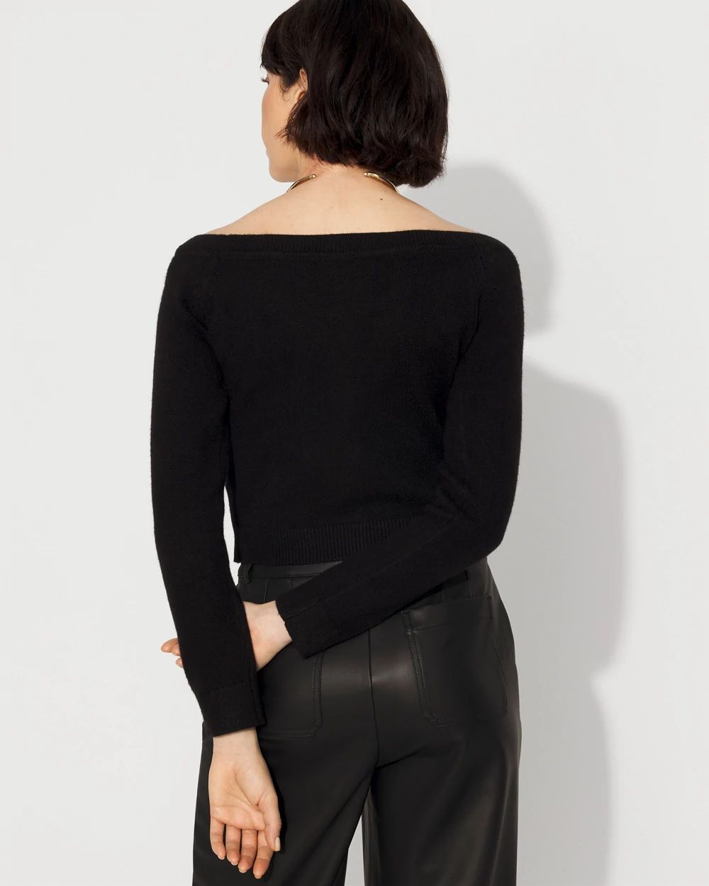 Off-The-Shoulder Button-Front Cardigan