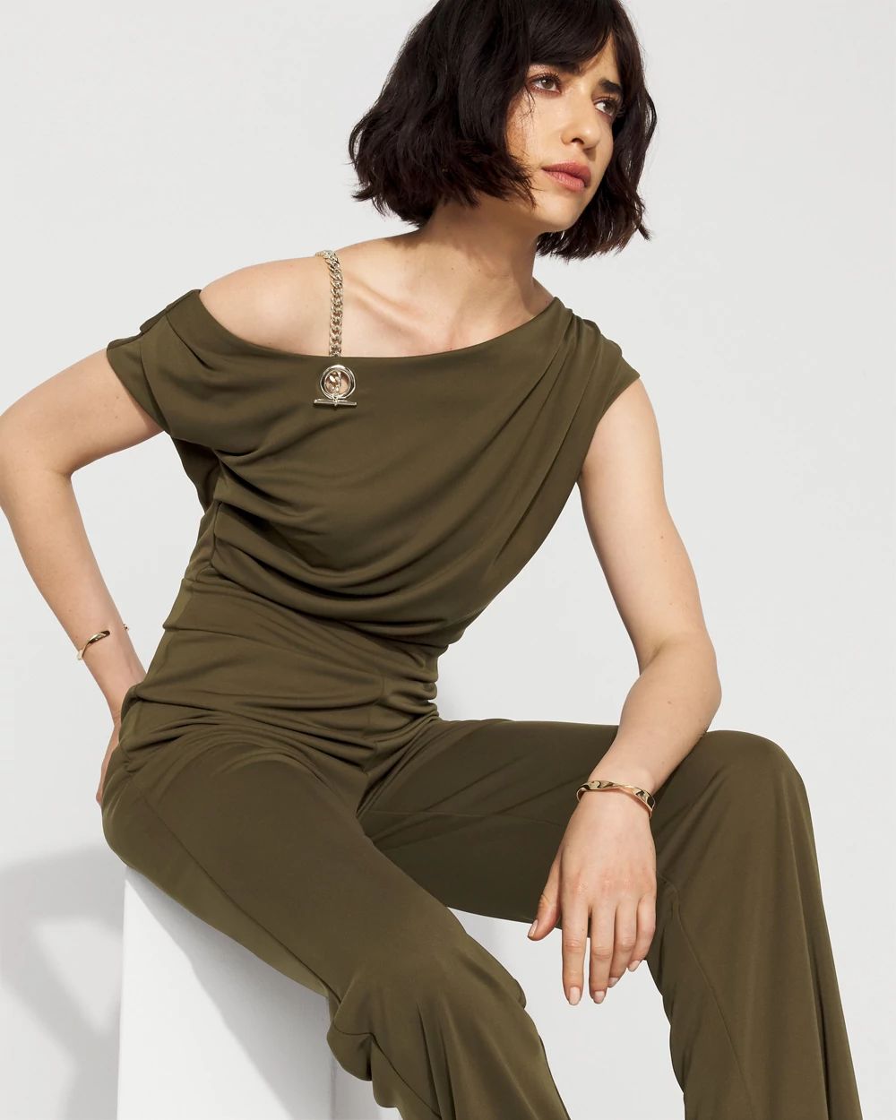 One-Shoulder Draped Jumpsuit