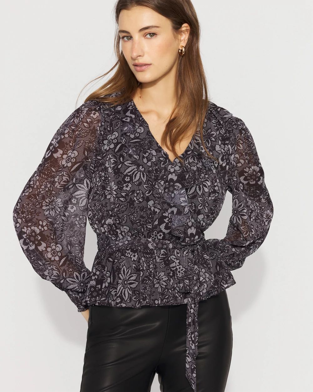 Ruffle + Peplum Surplice Blouse