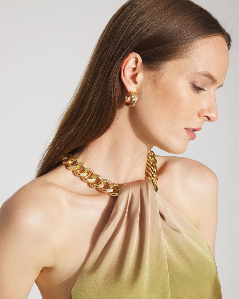 Satin Chain-Neck Halter Top