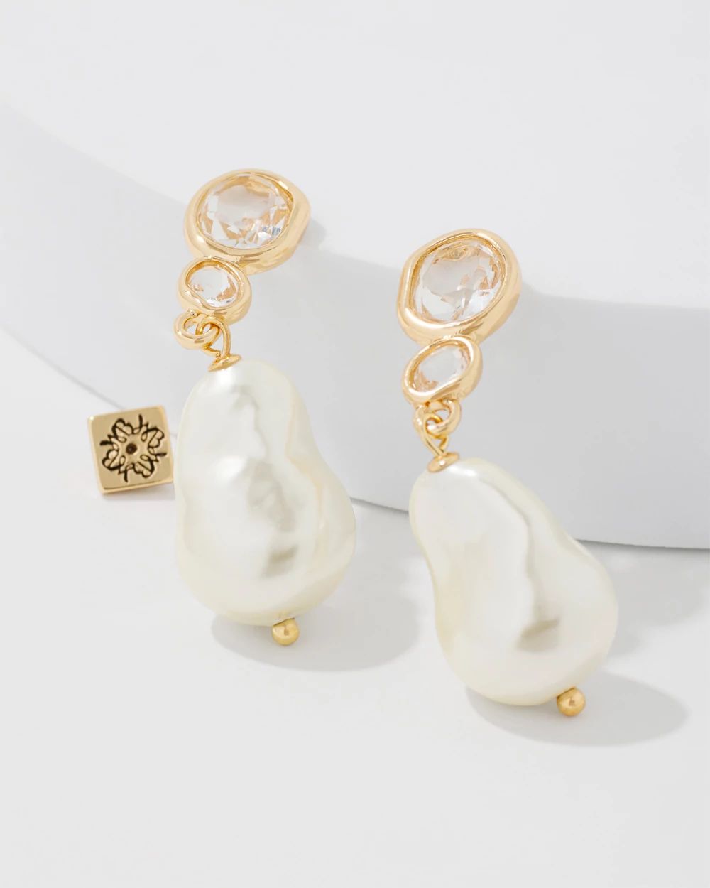 Crystal + Pearl Drop Earrings