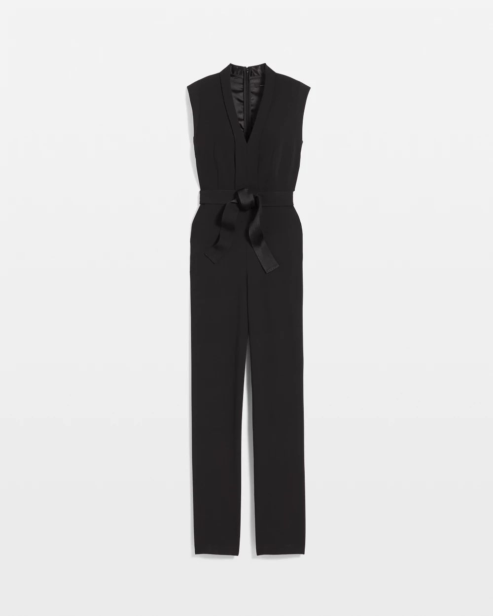 Petite Sleeveless Tie Waist Jumpsuit