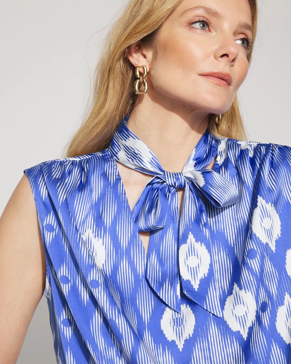 Satin Surplice Tie-Neck Shell