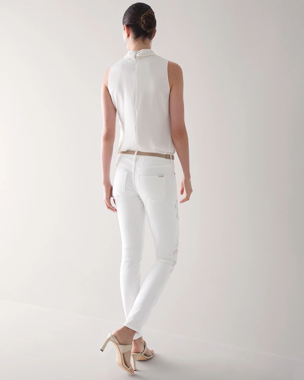 Mid-Rise Embroidered Skinny Ankle Jeans