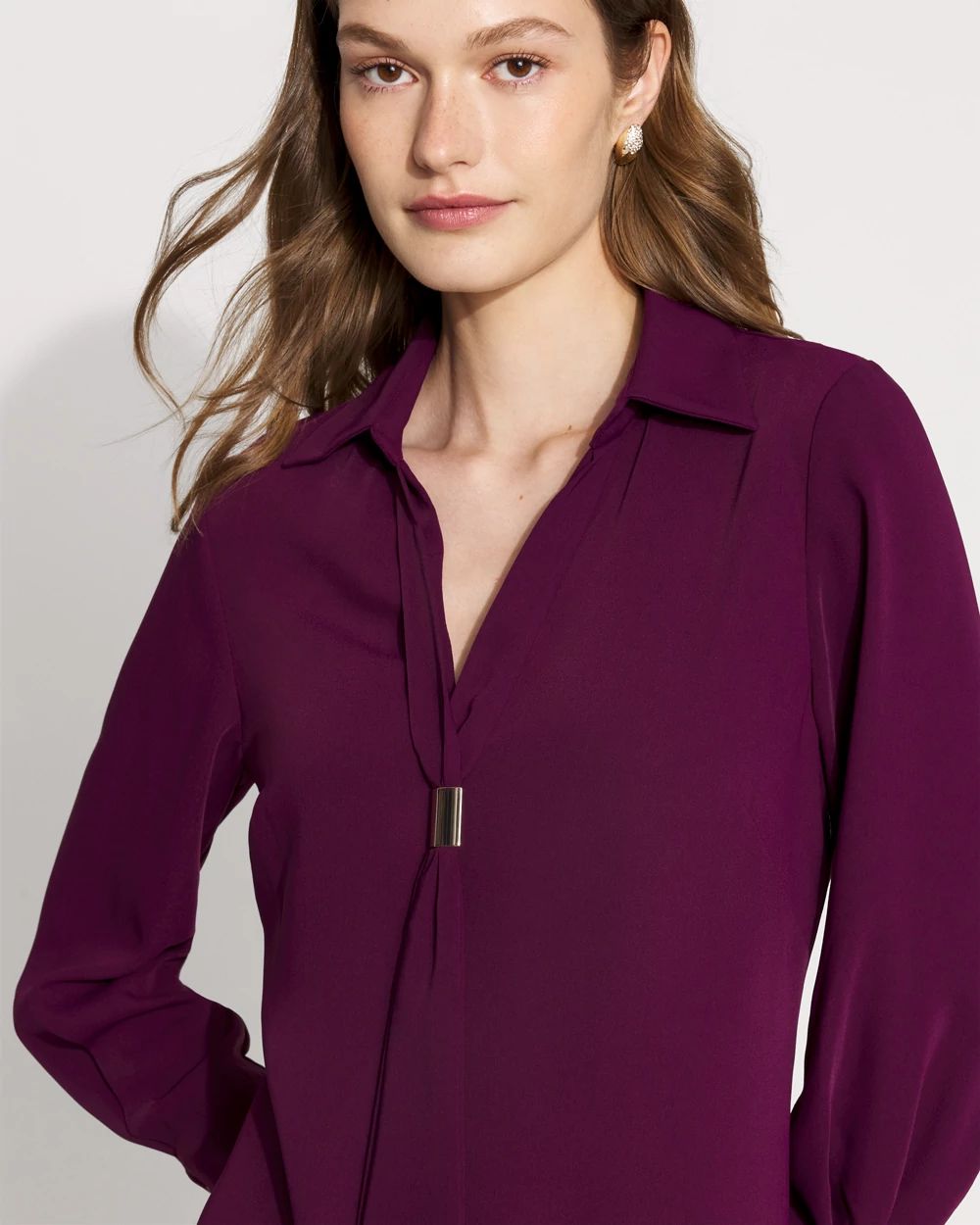 Tie-Neck Twill Shirt Dress