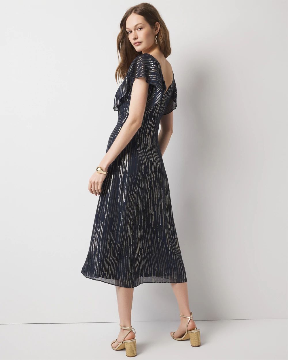 Petite Metallic Clip Midi Slip Dress