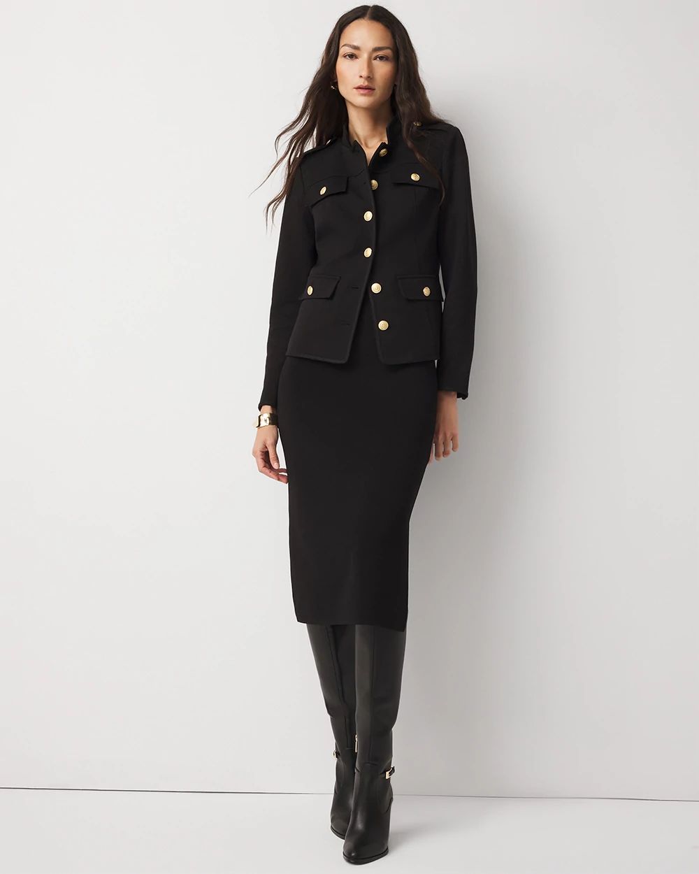 Ponte Button Detail Jacket