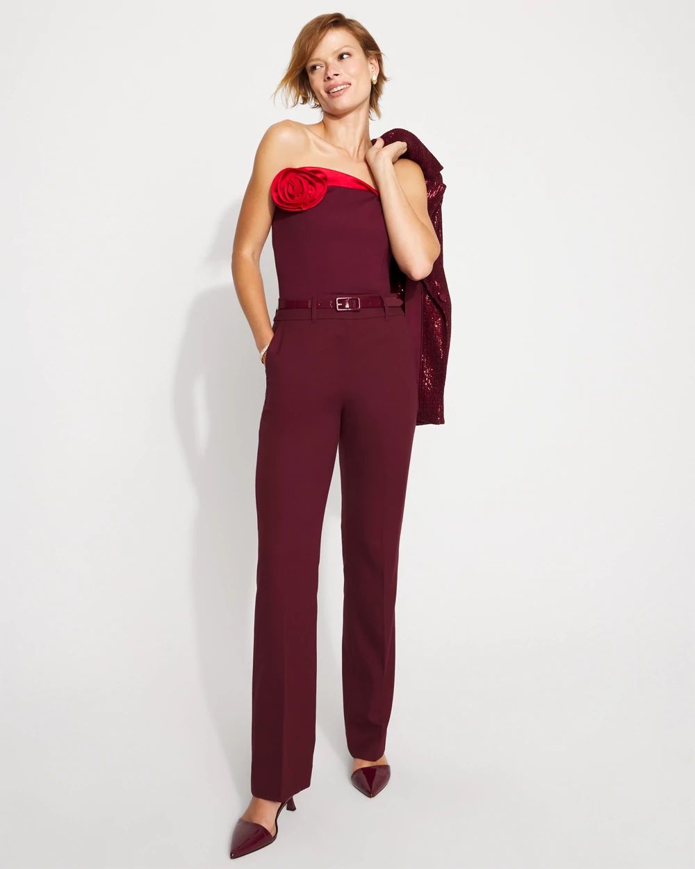 Floral Applique Ponte Bustier