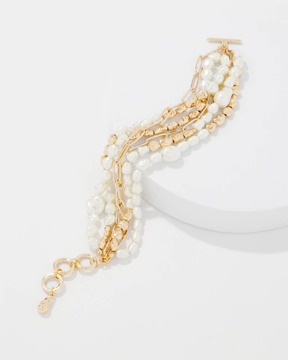 Gold + Pearl Multiple Strand Bracelet