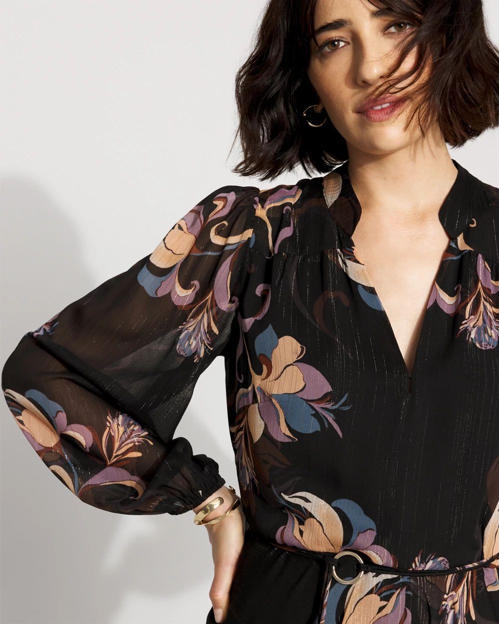 Chiffon + Lurex Maxi Dress